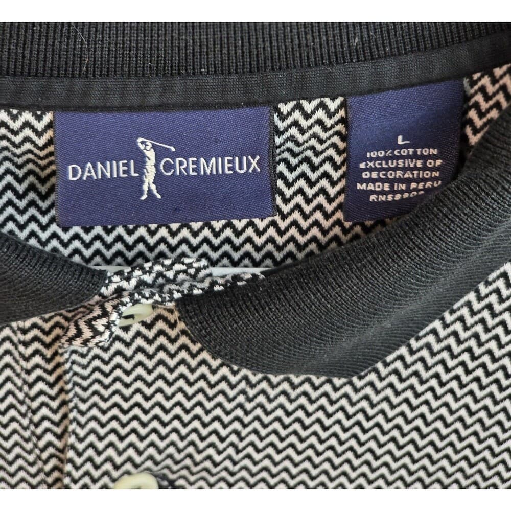 Daniel Cremieux Men's Large Gray Striped‎ Short Sleeve Polo Shirt - Thumbnail 4