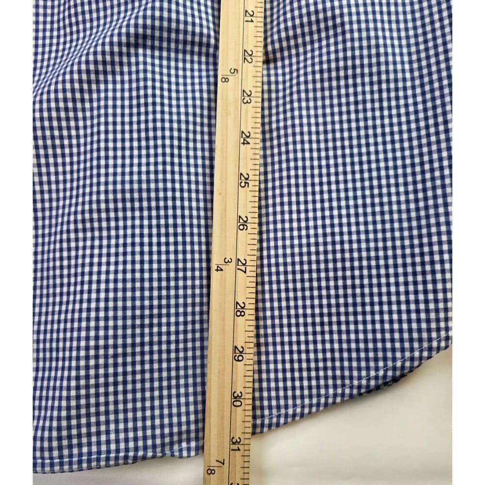 IZOD Men's XL Blue/White Gingham Regular Fit Long Sleeve Button Up‎ Shirt - Thumbnail 7