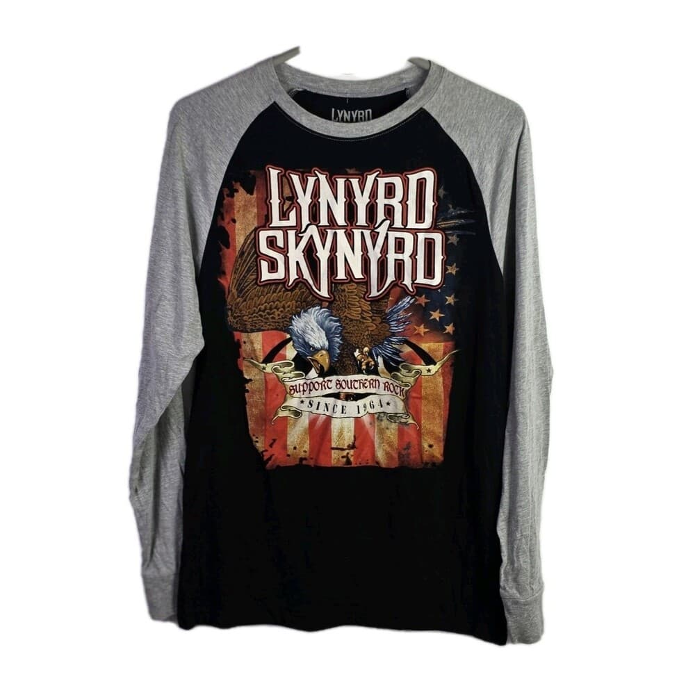 Lynard Skynard Medium Gray & Black "Support Southern Rock"T-Shirt - Thumbnail 2
