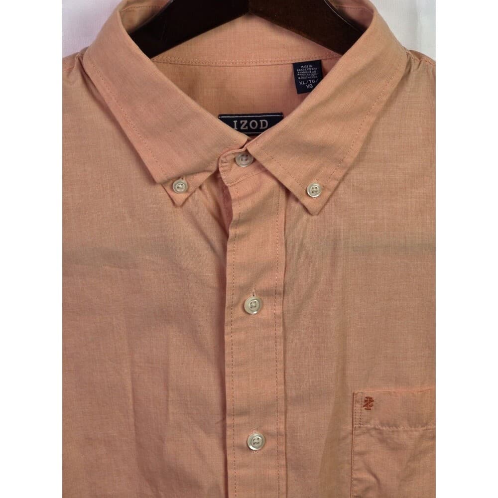 Izod Shirt Men's XL Peach Long Sleeve Button‎ Up Shirt - Thumbnail 3
