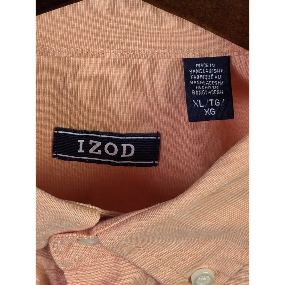 Izod Shirt Men's XL Peach Long Sleeve Button‎ Up Shirt - Thumbnail 4