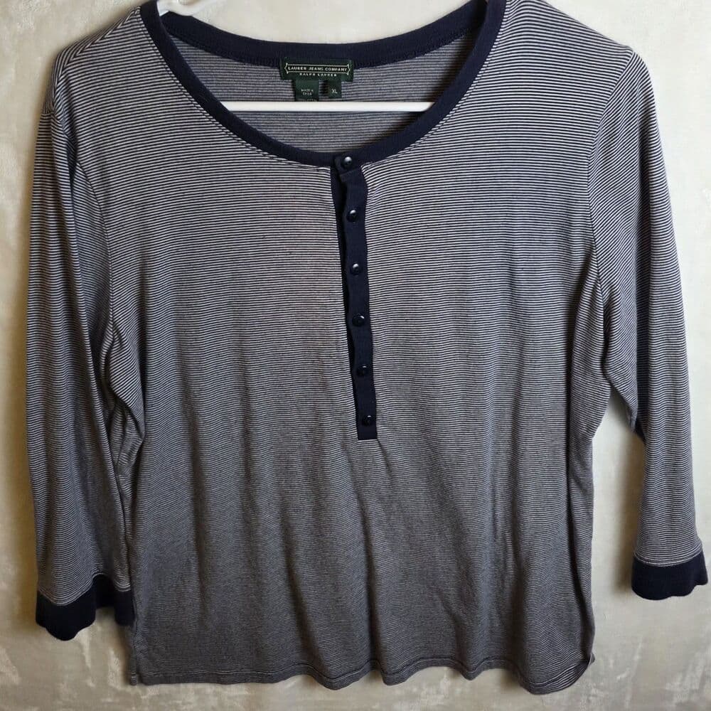 Lauren Jeans Co. Women's Size XS Blouse Top Striped Boat Neck‎ - Thumbnail 6
