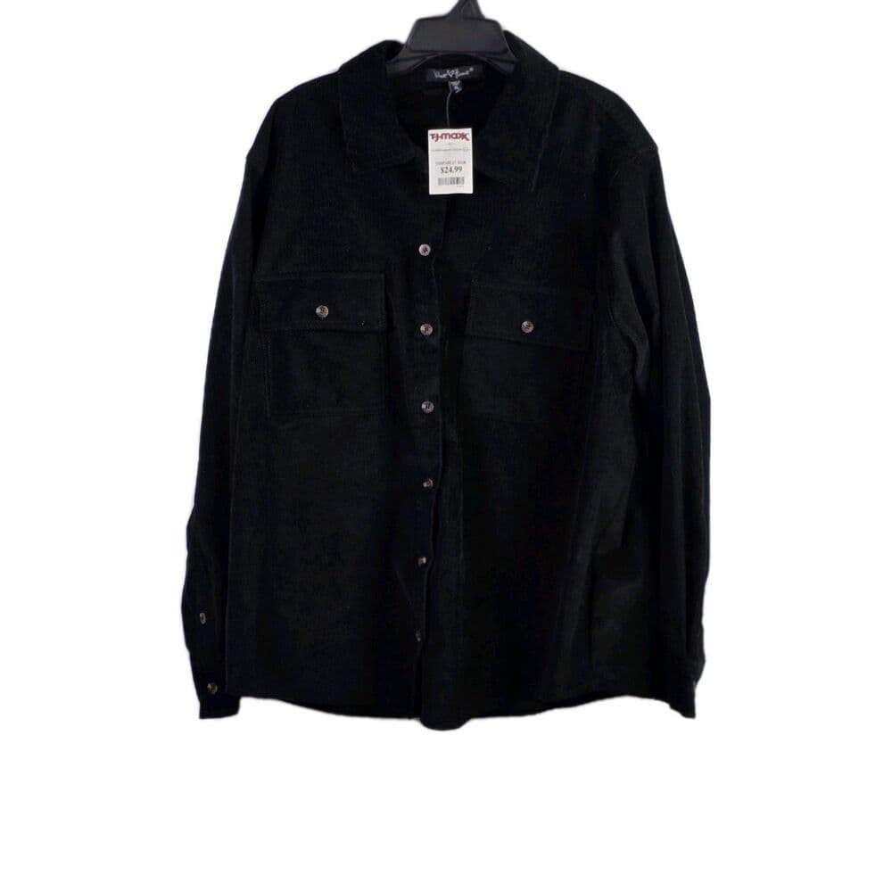 NWT Velvet Heart Women's XL Black Long Sleeve Button Down Shirt - Thumbnail 9