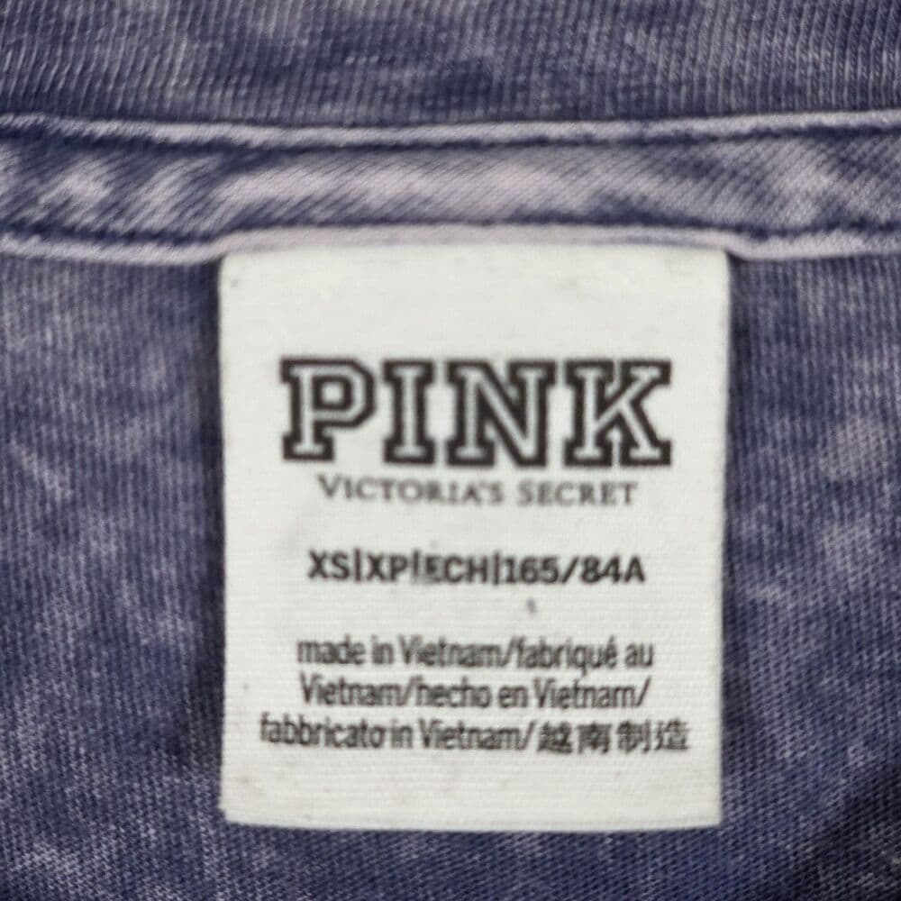 Victorias Secret Pink Women's XS Blue Acid Wash Long Sleeve Shirt - Thumbnail 2