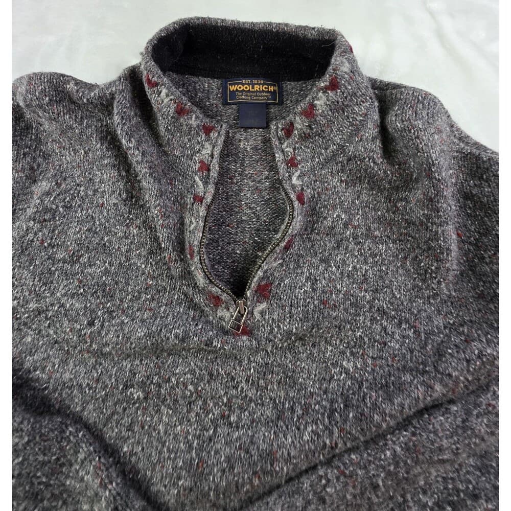 Woolrich Women's‎ Charcoal Heather Wool 1/4 Zip Size XXL Pullover - Thumbnail 2
