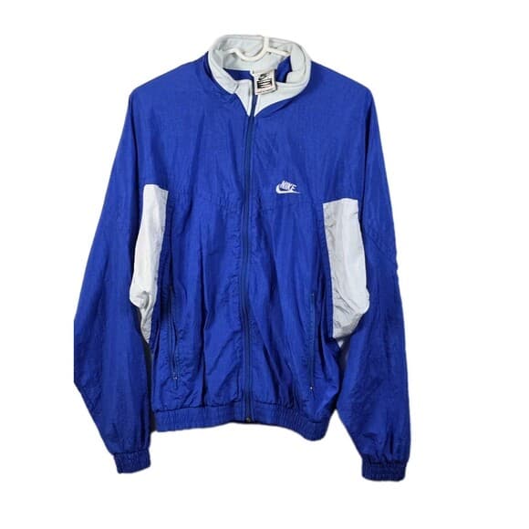 Vintage 90s Nike Elite Men's Large Blue / White Windbreaker - Thumbnail 9