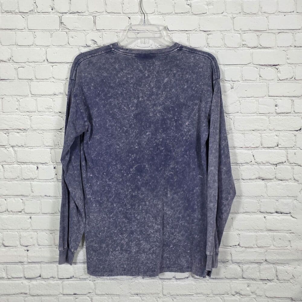 Victorias Secret Pink Women's XS Blue Acid Wash Long Sleeve Shirt - Thumbnail 4