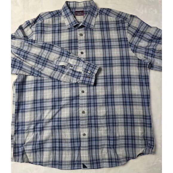 Untuckit Shirt Men 2XL XXL Blue Plaid Long Sleeve‎ Shirt - Thumbnail 6