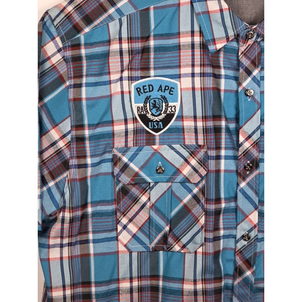 Red Ape Men's 5XL Down Shirt Plaid Long‎ Sleeve Button Up Shirt - Thumbnail 2