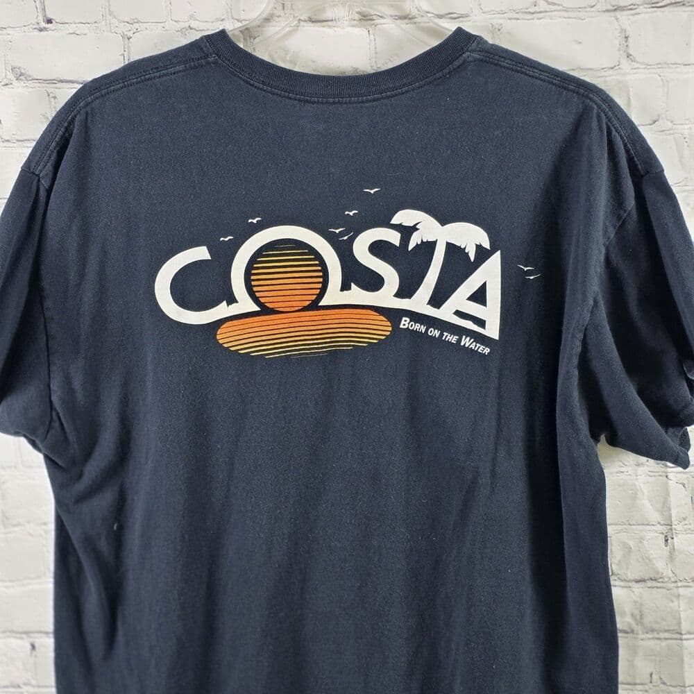 Costa Del Mar Men's XL Navy Blue"Born On The Water" Short Sleeve T-Shirt - Thumbnail 6