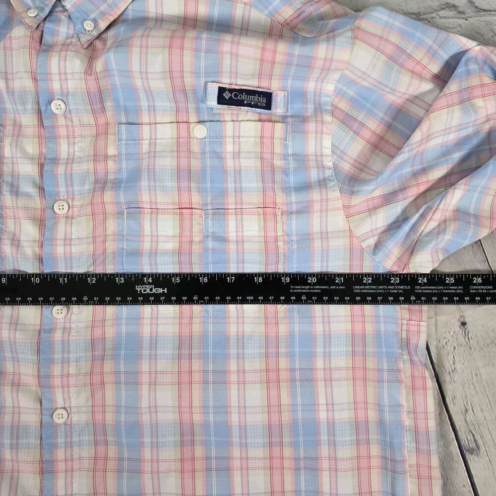 Columbia Super Tamiami Men's XL Blue & Pink Checkered Short Sleeve Fishing Shirt - Thumbnail 8