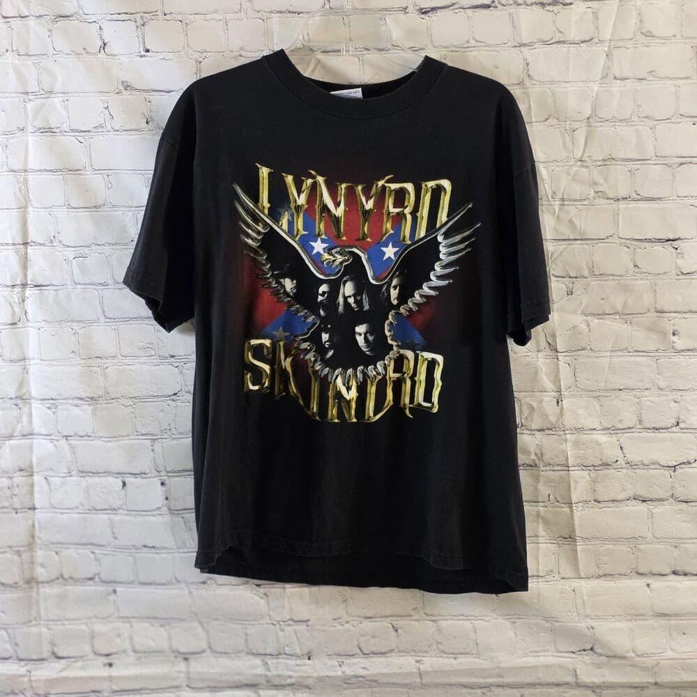 Lynyrd Skynyrd 2000 Men's Large Black Band Eagle Cow Skull T-Shirt - Thumbnail 9