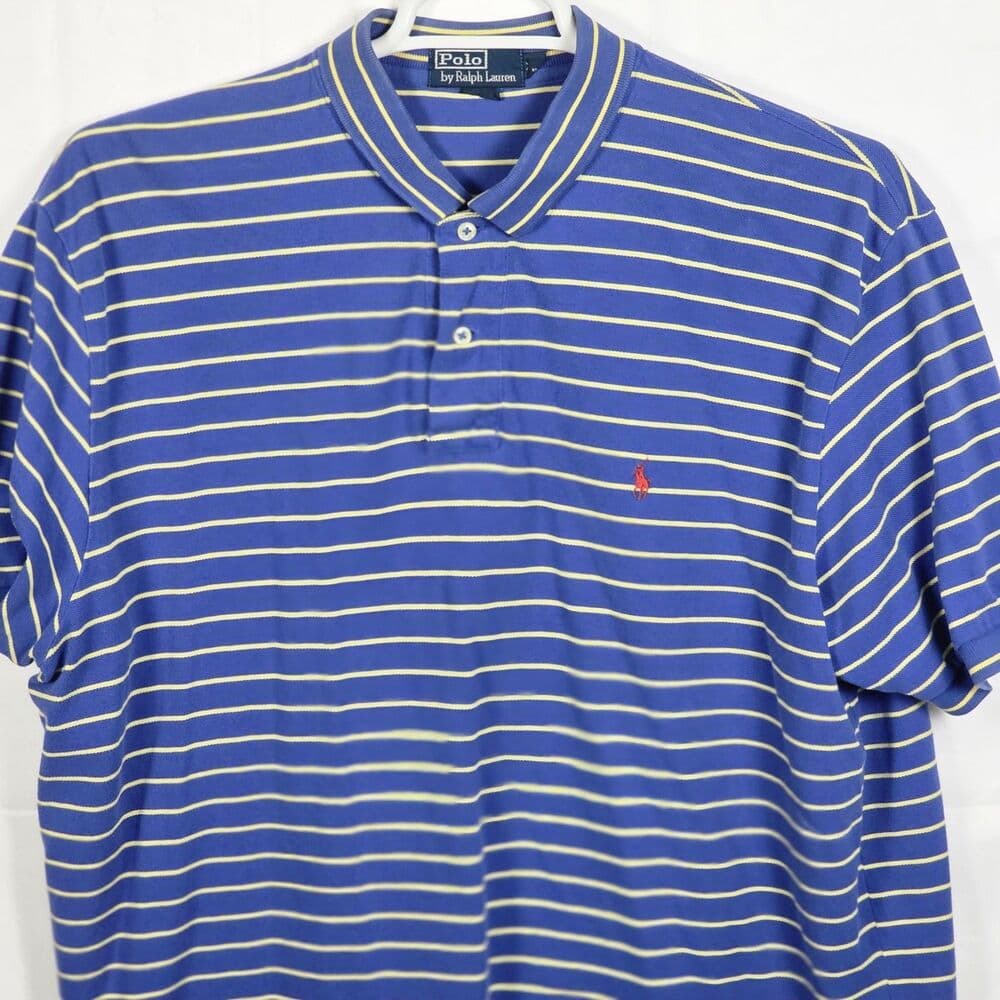 Polo Ralph Lauren Men's XXL Blue / White Striped Short Sleeve Shirt