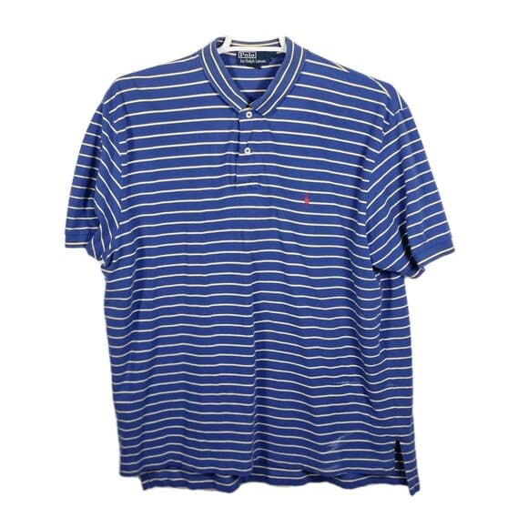 Polo Ralph Lauren Men's XXL Blue / White Striped Short Sleeve Shirt - Thumbnail 8