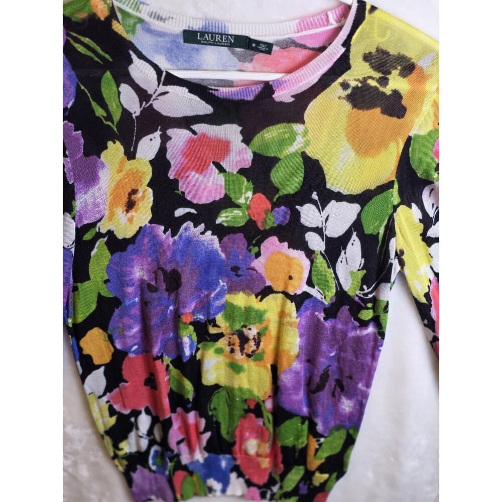 Lauren Ralph Lauren Women's Medium Floral Long Sleeve Sweater - Thumbnail 5