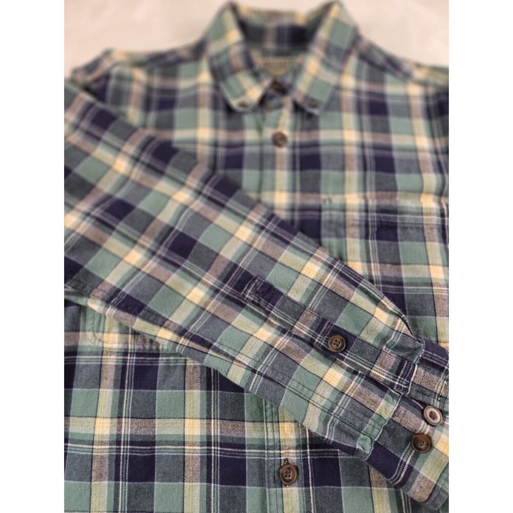 Duluth Trading Co Men's Medium Flannel Shirt Button Down Green/‎ Blue Plaid - Thumbnail 6