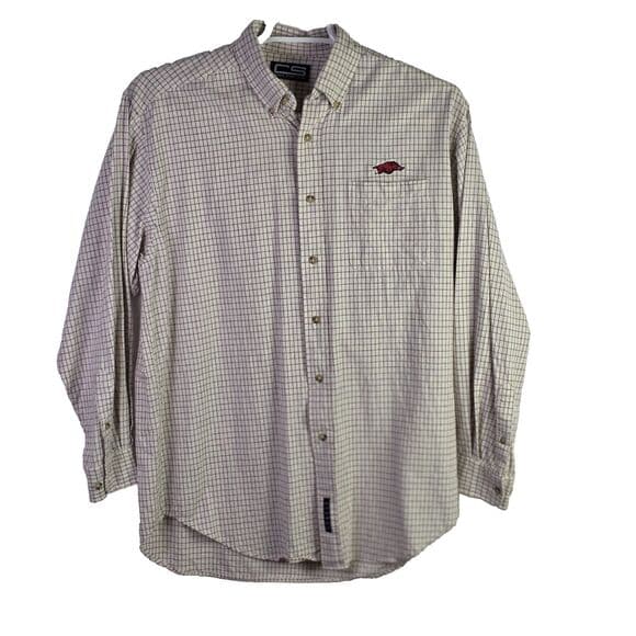 Arkansas Razorbacks Men's Medium Red Striped Long Sleeve Button Down Shirt - Thumbnail 10