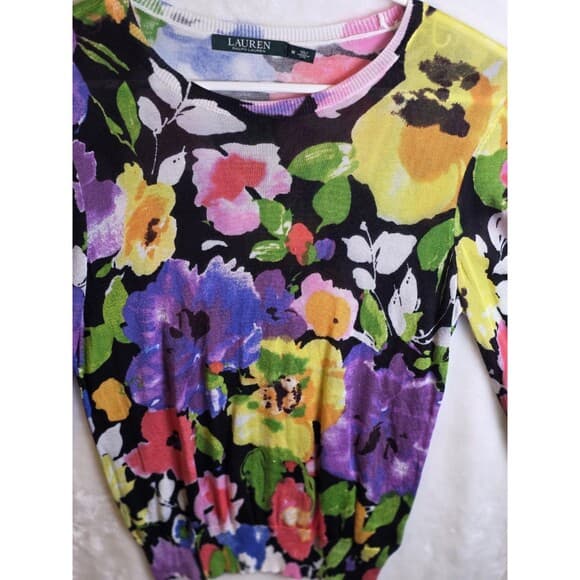 Lauren Ralph Lauren Women's Medium Floral Long Sleeve Sweater - Thumbnail 6