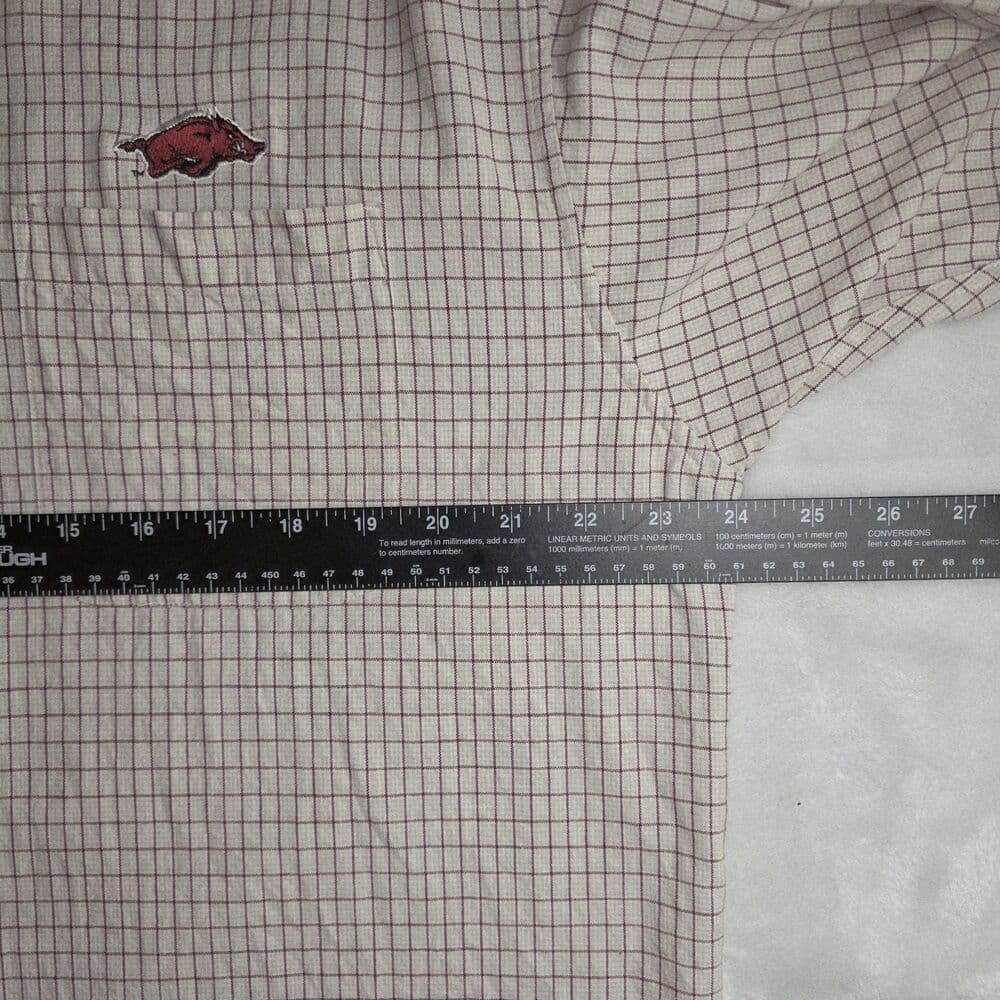 Arkansas Razorbacks Men's Medium Red Striped Long Sleeve Button Down Shirt - Thumbnail 2