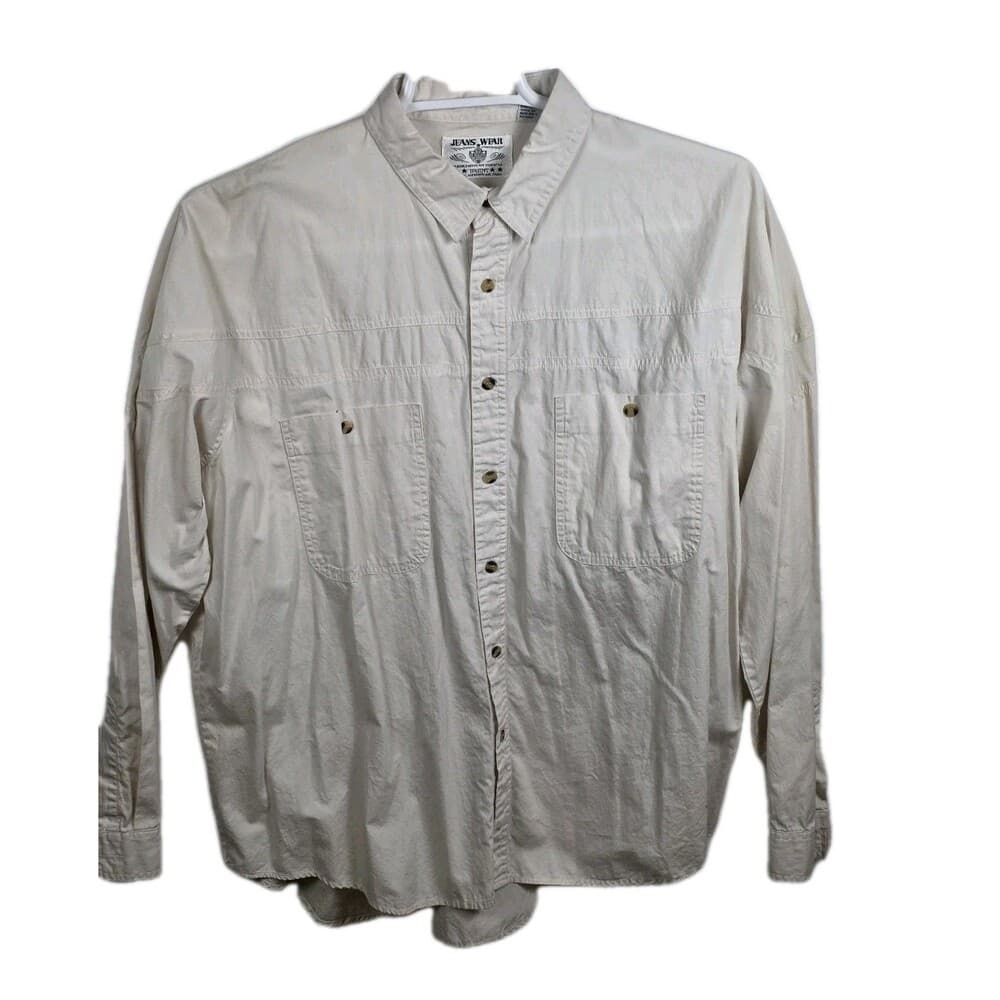 Jeans Wear Trent Men's XL Cream Color Long Sleeve Button Up Shirt - Thumbnail 9