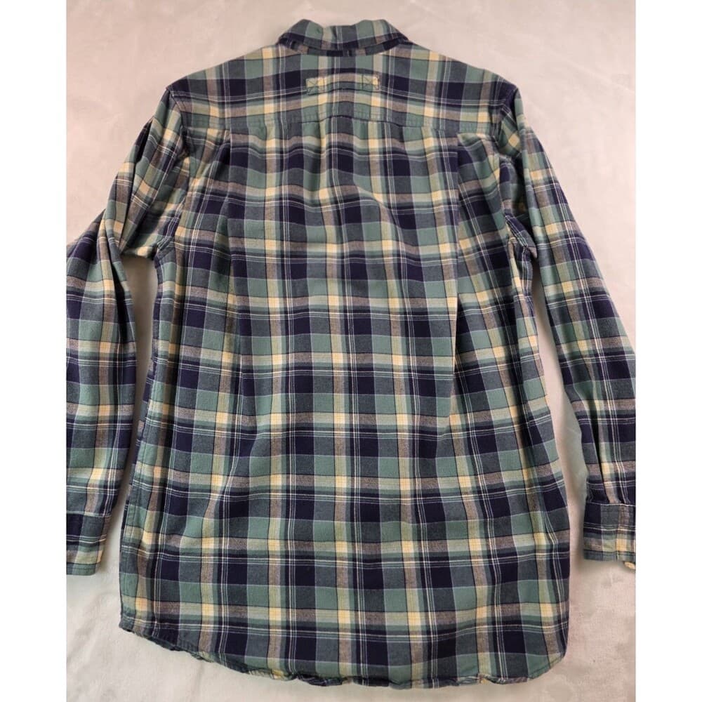 Duluth Trading Co Men's Medium Flannel Shirt Button Down Green/‎ Blue Plaid - Thumbnail 2