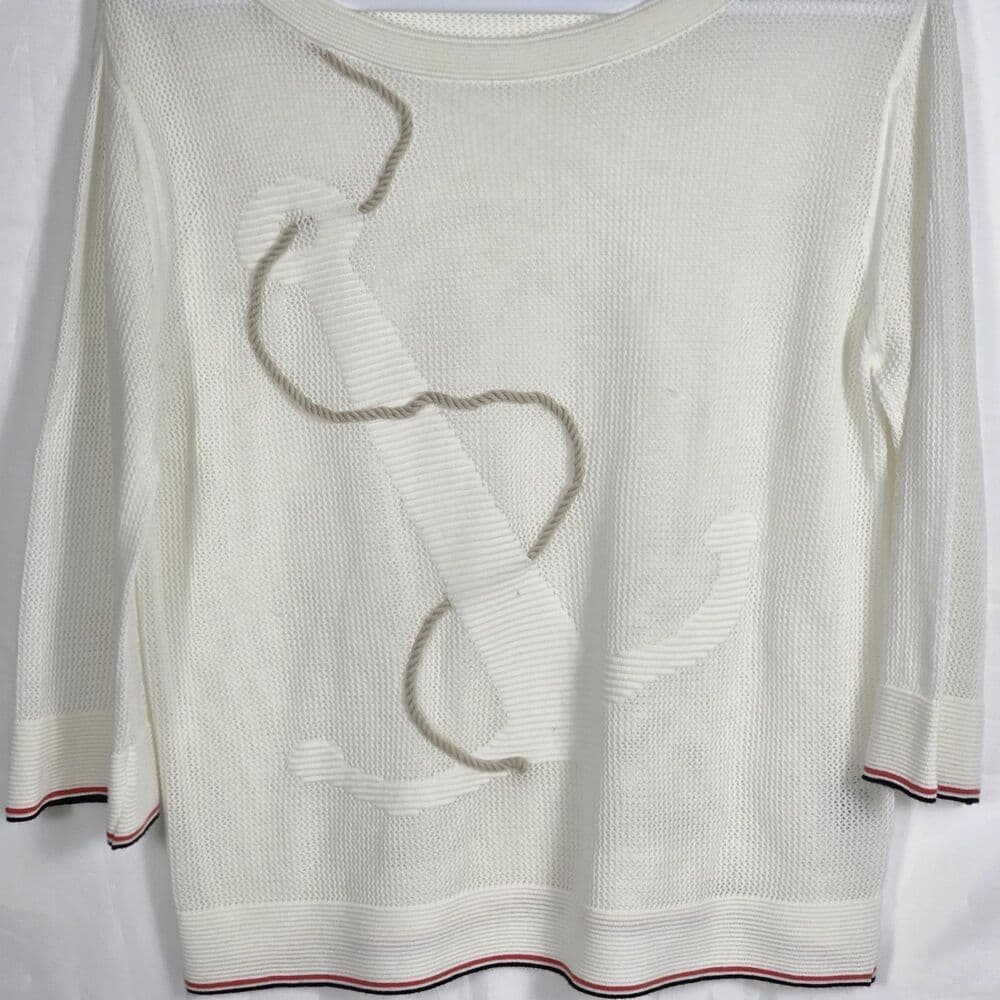 Tommy Hilfiger Women's Large White Anchor‎ Nautical Knit Sweater