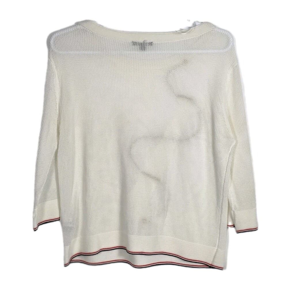 Tommy Hilfiger Women's Large White Anchor‎ Nautical Knit Sweater - Thumbnail 7