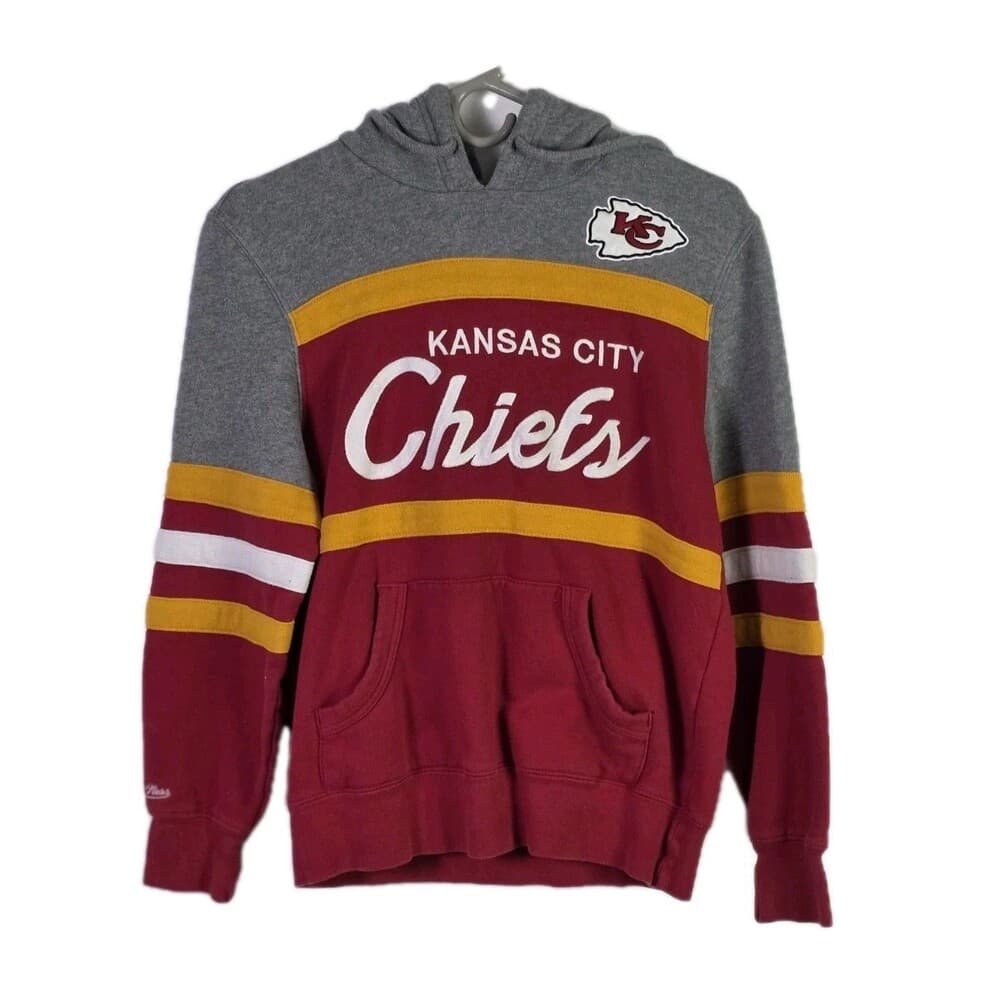 Mitchell & Ness Extra Small Red & Gray Kansas City Chiefs Throwback Hoodie - Thumbnail 10
