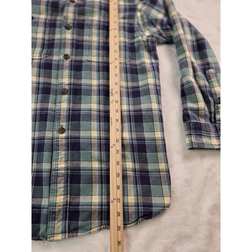Duluth Trading Co Men's Medium Flannel Shirt Button Down Green/‎ Blue Plaid - Thumbnail 5