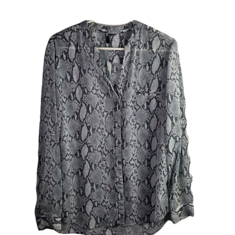 KUT Women's Large Sheet Rose‎ Black & White pattern Blouse - Thumbnail 9