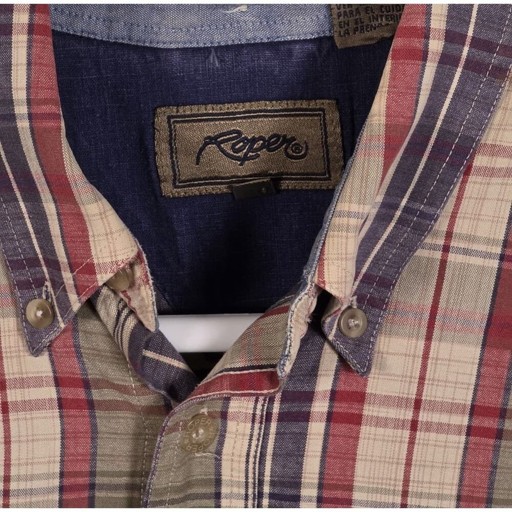 Roper Men's Large Plaid Western Short Sleeve Button Up Shirt‎ - Thumbnail 2
