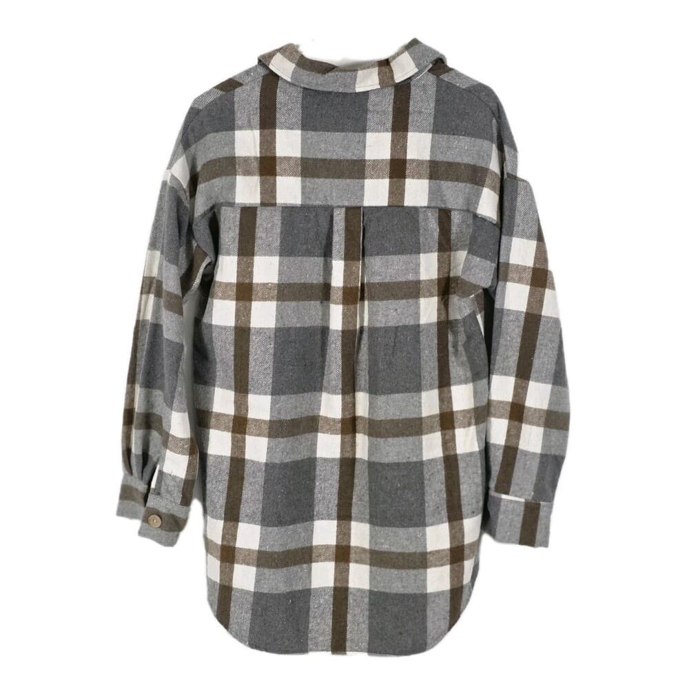 *NWT* Genjun Womens Small Plaid Button Up‎ Shirt With Side Pockets - Thumbnail 6