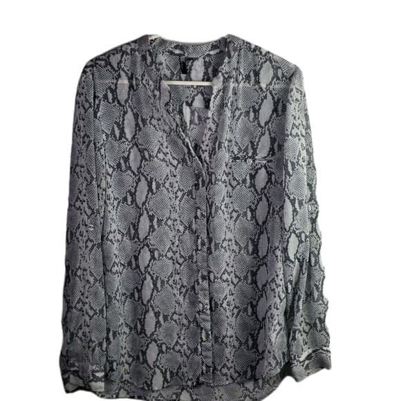 KUT Women's Large Sheet Rose‎ Black & White pattern Blouse - Thumbnail 10