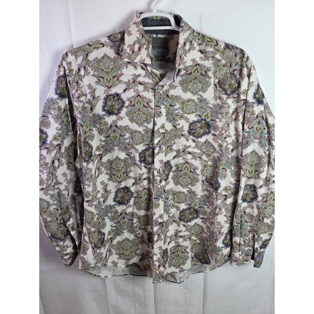 Thomas Dean Men’s‎ XL Multicolored Paisley Long Sleeve Button Up Shirt - Thumbnail 8