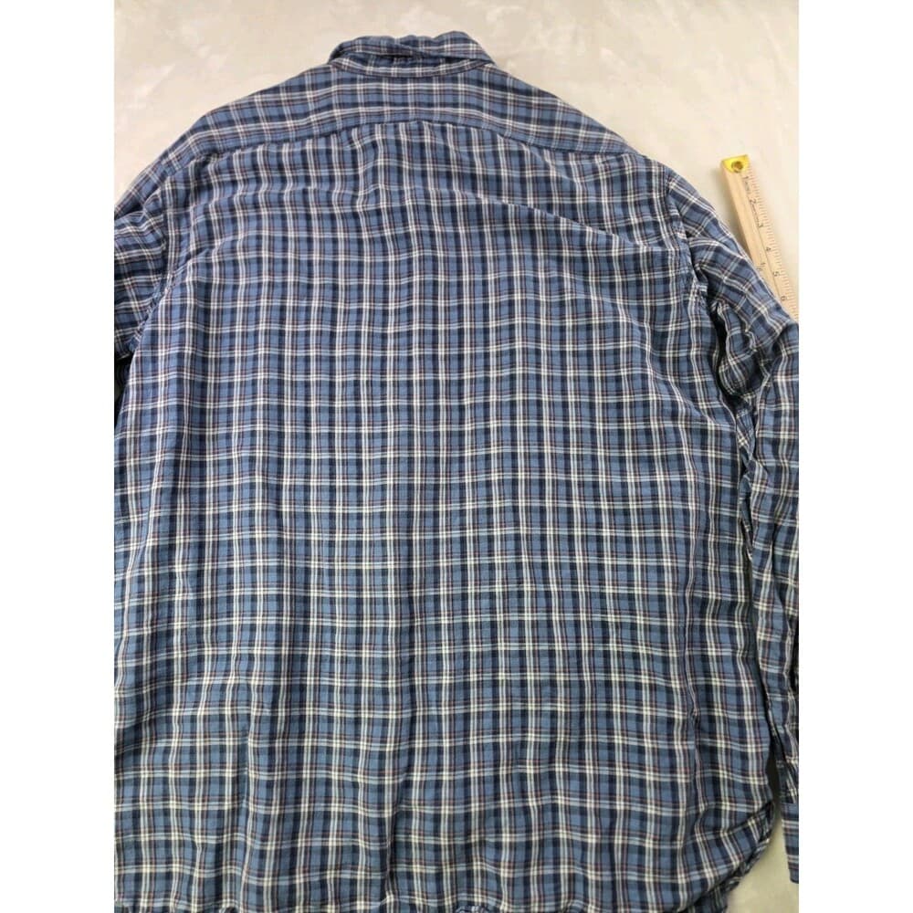 Polo Ralph Lauren Men's XL Blue Check Cotton & Linen Long Sleeve‎ Casual Shirt - Thumbnail 4