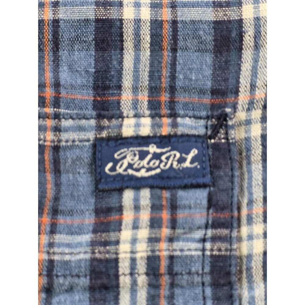 Polo Ralph Lauren Men's XL Blue Check Cotton & Linen Long Sleeve‎ Casual Shirt - Thumbnail 2
