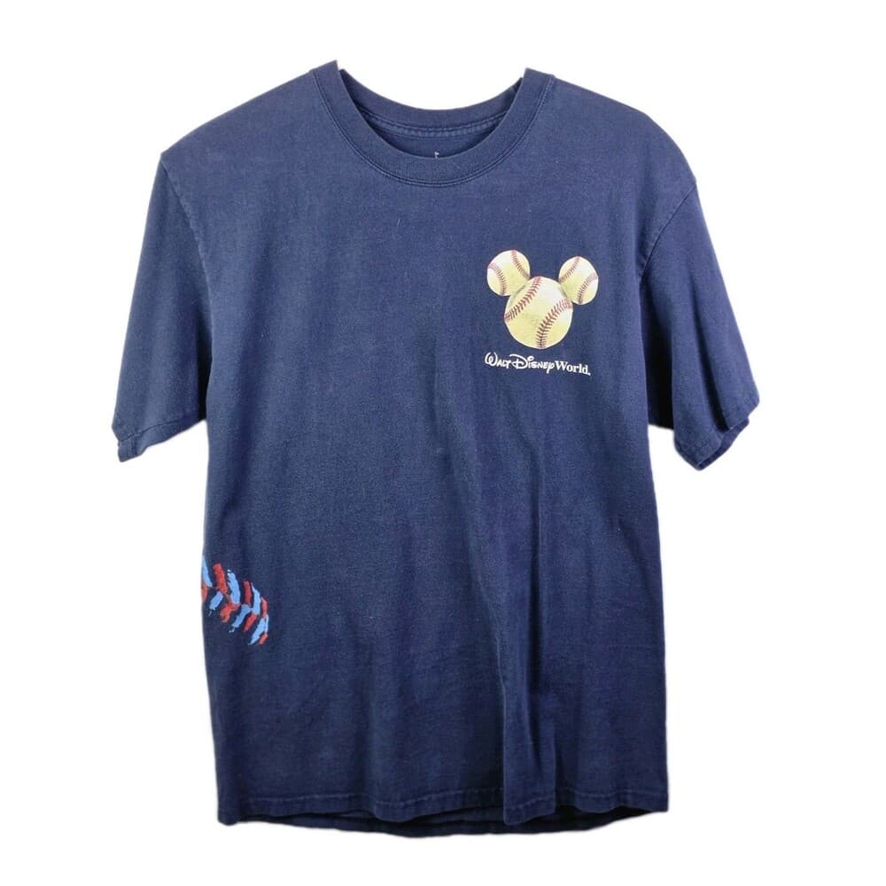 Disneyland Youth Medium Blue Baseball Mickey American Original Flag T-Shirt‎ - Thumbnail 6