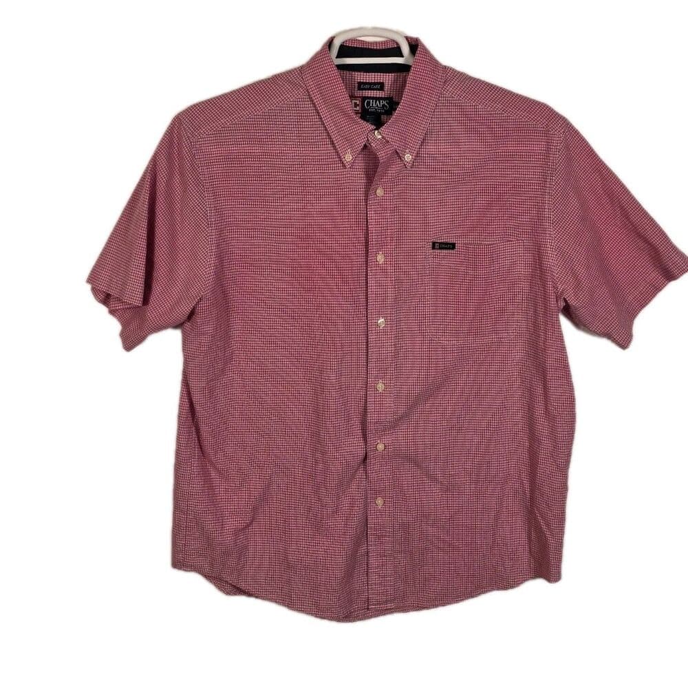 Chaps Men's Large Red &‎ White Short Sleeve Checked Shirt - Thumbnail 8