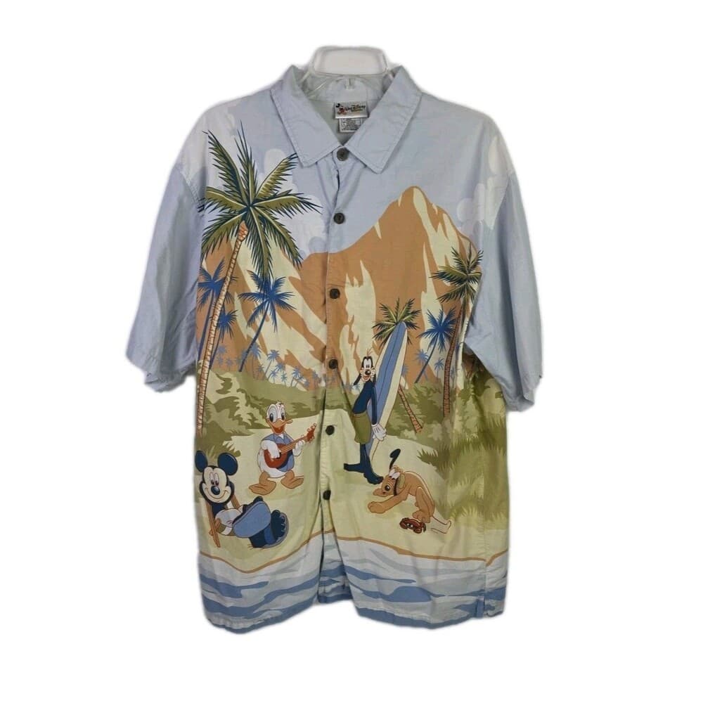 VTG Walt Disney World Medium Hawaiian Button Down Short Sleeve Shirt - Thumbnail 13