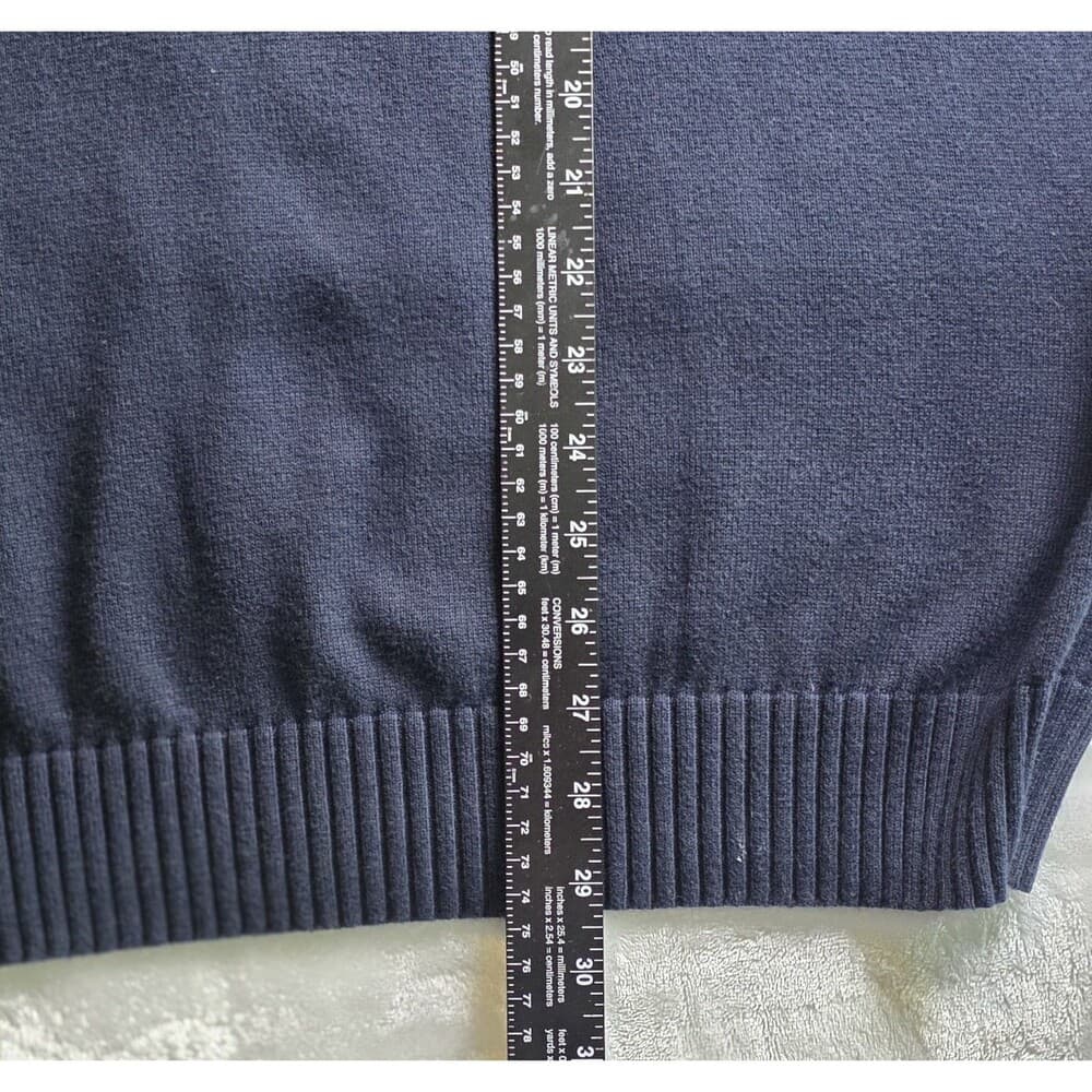 Nautica Men's Large Navy Blue Large 1/4 Zip High Neck Long Sleeve Sweater - Thumbnail 5