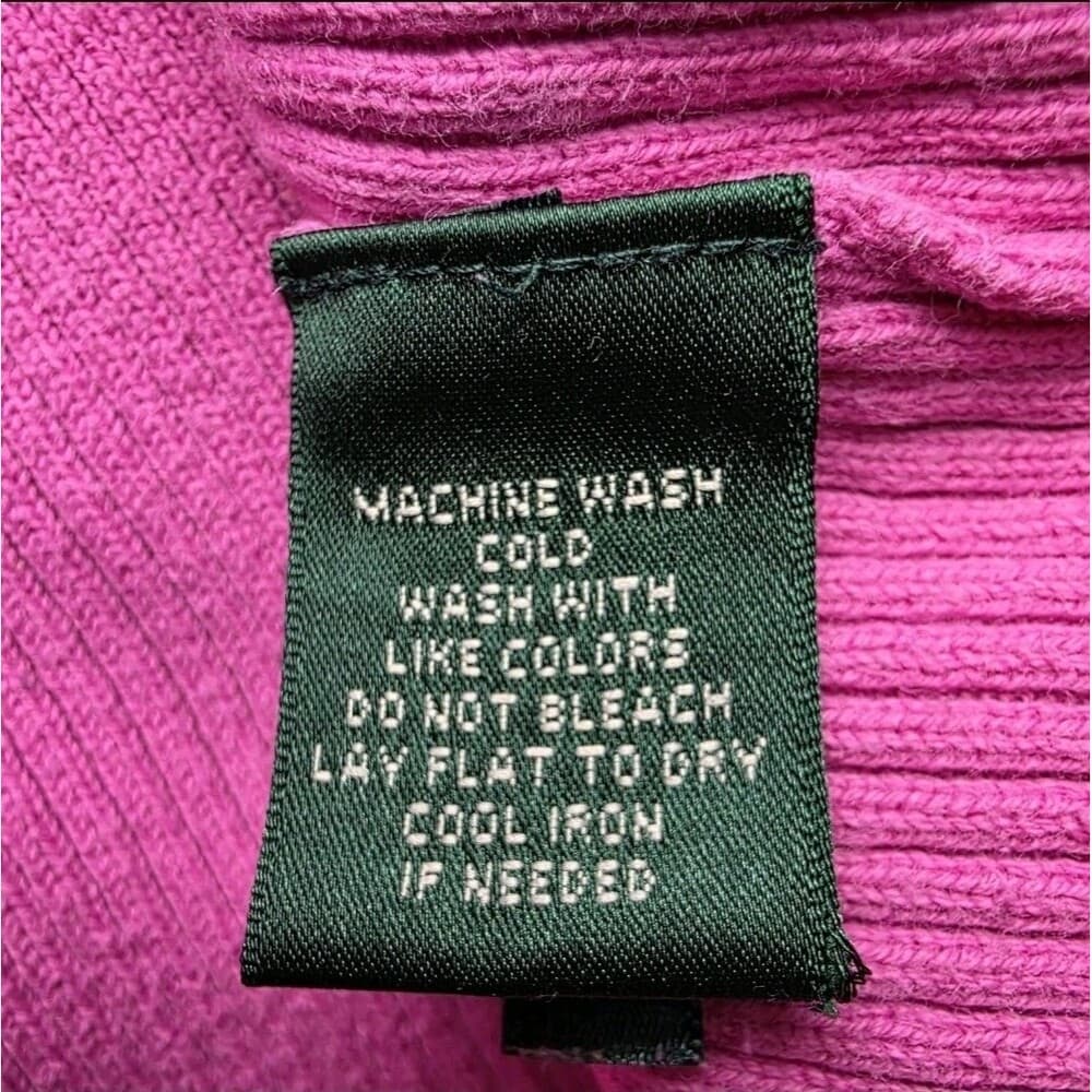 Ralph Lauren Turtleneck Women's XL Pink Ribbed Knit Stretch Sweater‎ - Thumbnail 3