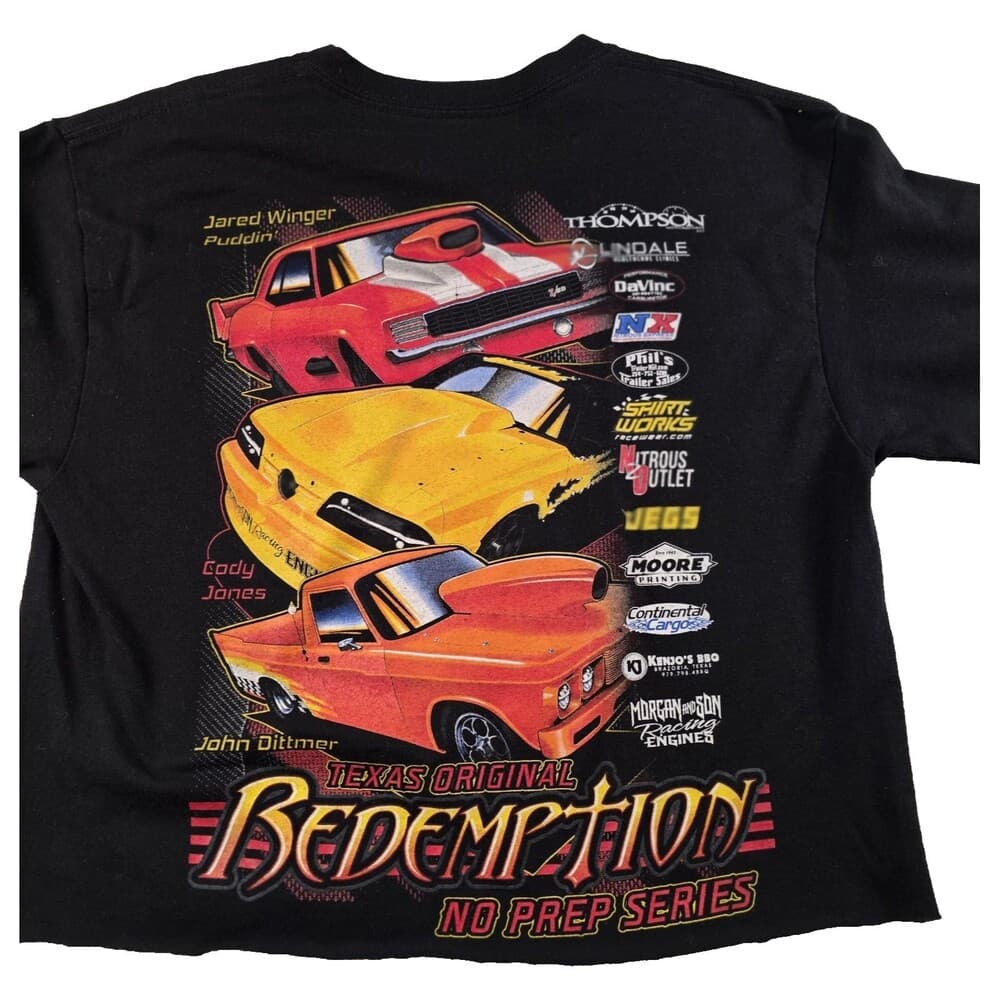 Vintage Gildan Texas Racing‎ Cart Medium Black Short Sleeve Shirt - Thumbnail 4