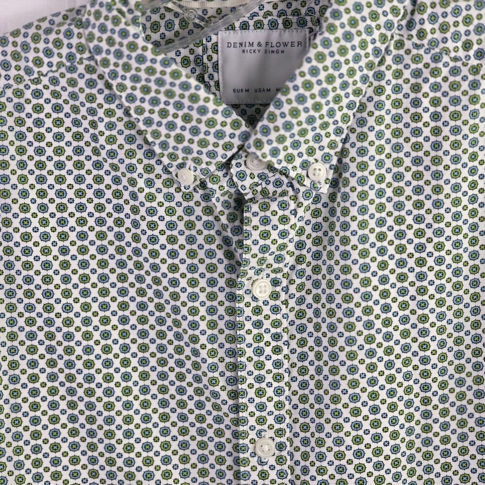 Denim And Flower Men's Medium Short Sleeve Button Down Shirt - Thumbnail 2