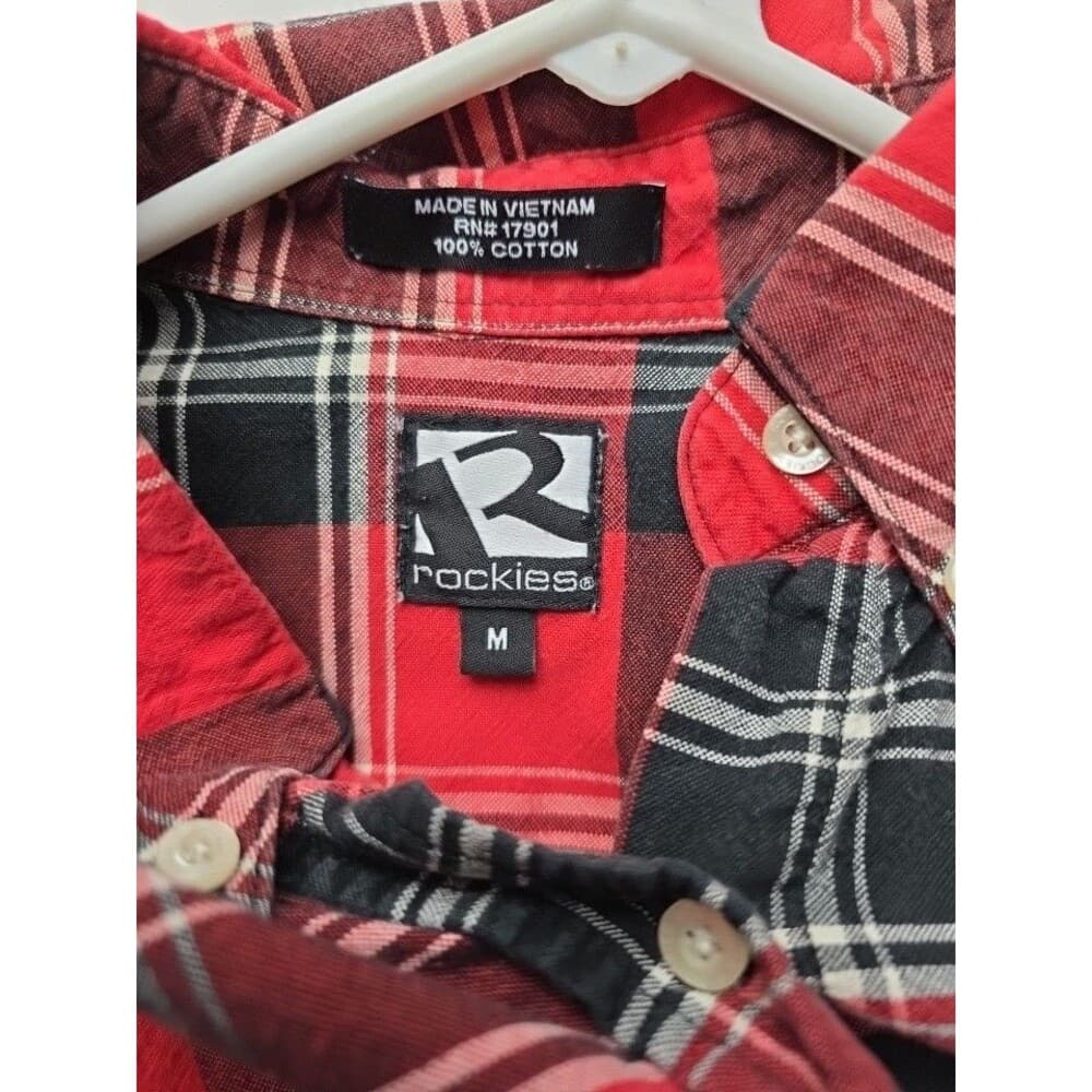 Vintage Rockies Medium Red Plaid Long Button‎ Up Shirt - Thumbnail 2