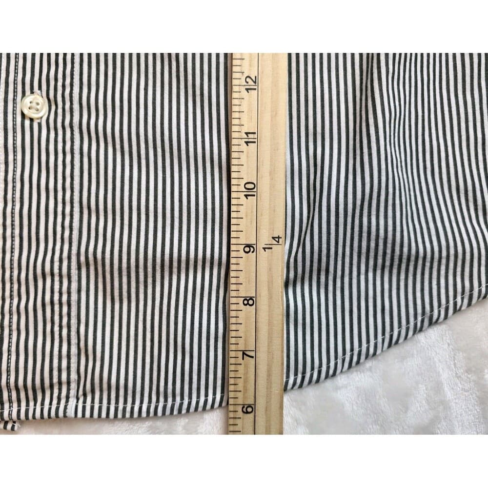 CHAPS Men's Large Green Striped Button-Down Long Sleeve Dress Shirt - Thumbnail 7