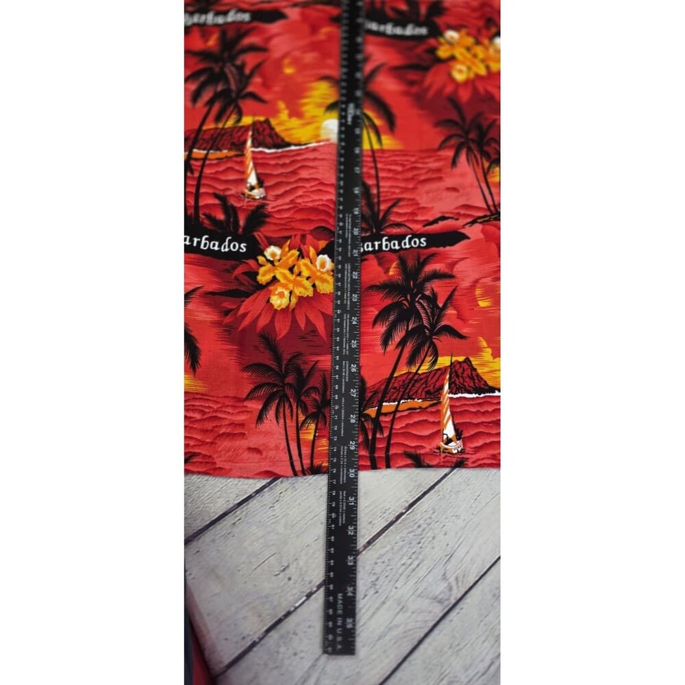 Body Club Men's Men's Large Red Hawaiian Aloha Button Up Tropical Shirt - Thumbnail 6