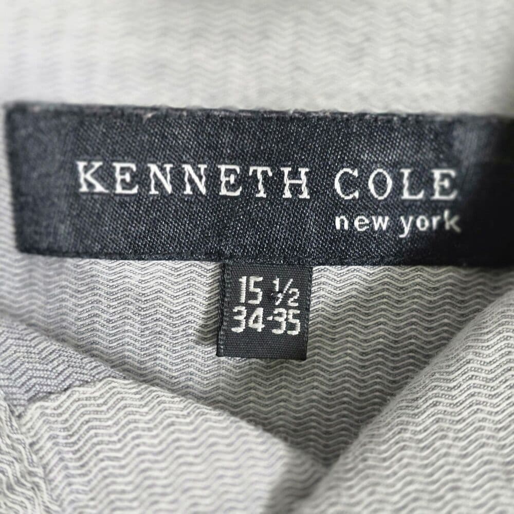 Kenneth Cole Men's Gray Grey 15 1/2 -34-35 Long Sleeve‎ Button Up Shirt - Thumbnail 2