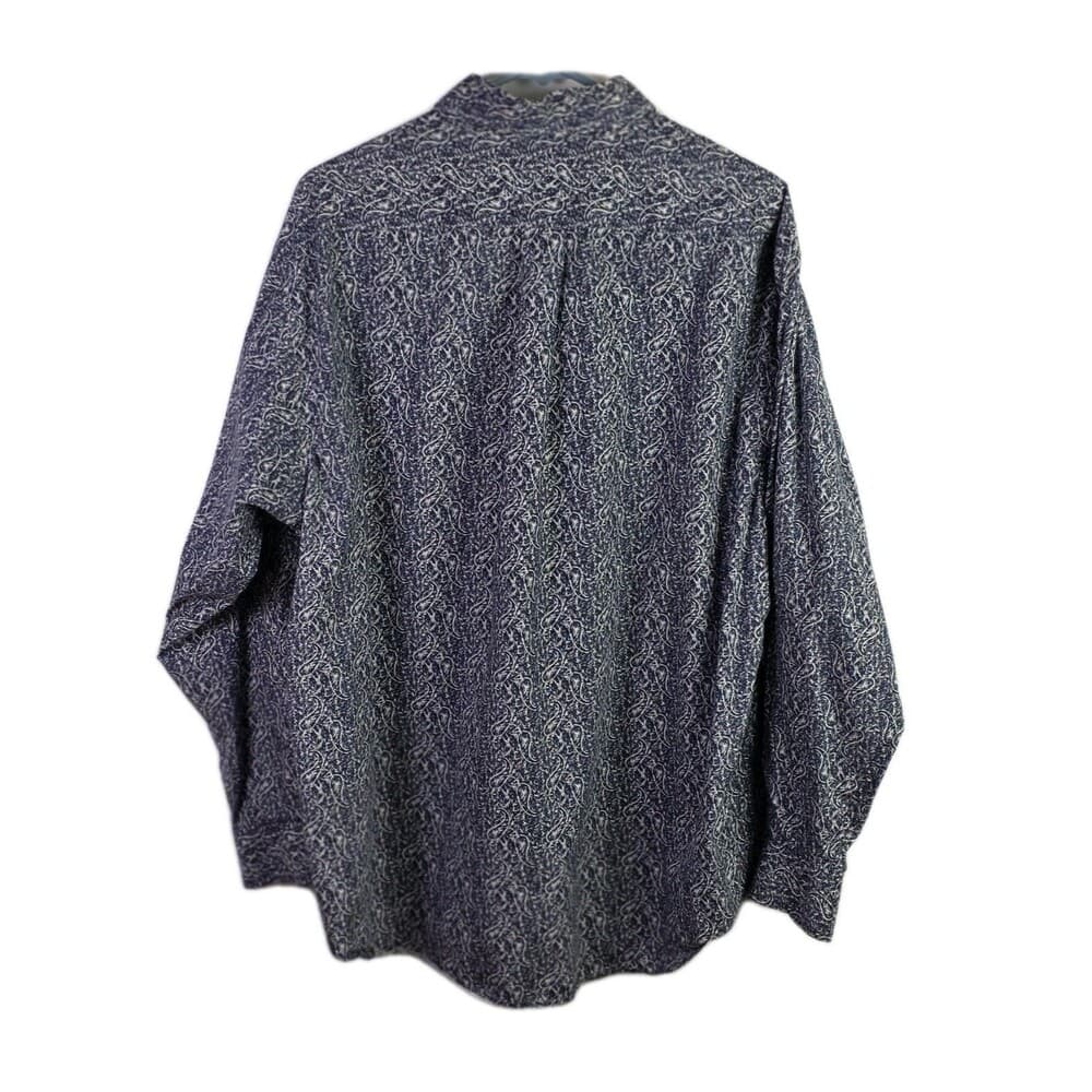 Roundtree & Yorke Men’s XL Blue Dotted Paisley Long Sleeve Button Down - Thumbnail 7