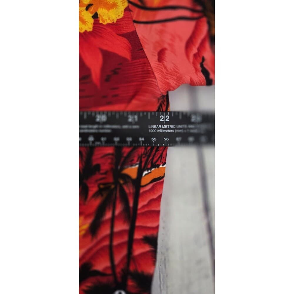 Body Club Men's Men's Large Red Hawaiian Aloha Button Up Tropical Shirt - Thumbnail 4