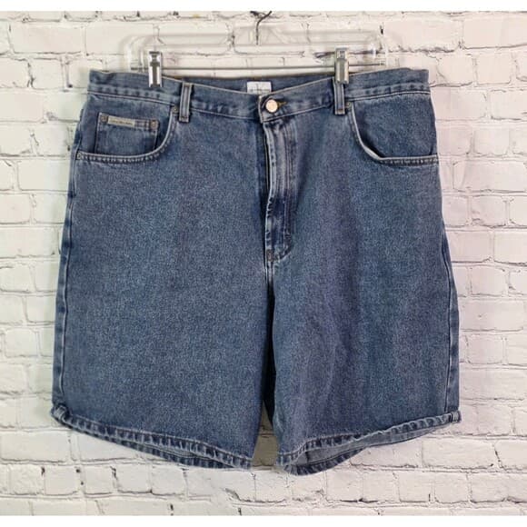 Vintage Calvin Klein Men's Size 38 Blue jeans Shorts - Thumbnail 15